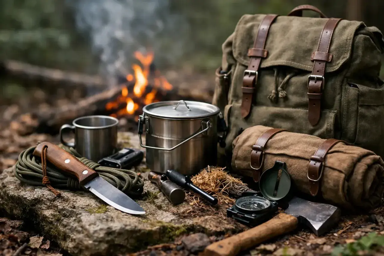 Nóż, menażka, krzesiwo, kompas, siekiera i plecak – to wszystko, czego potrzeba, by przetrwać. Oto esencja tego, co to jest survival.